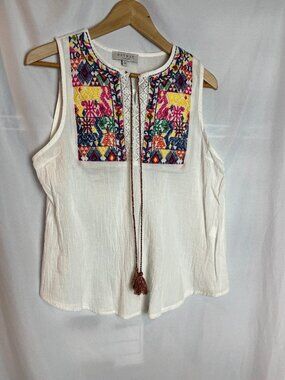 Women's White embroidered Sleeveless Hayden Top Size S